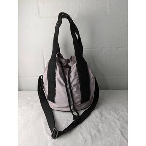 Fabletics Carina Cinched‎ Nylon Light Pink Bucket Bag w Black Straps